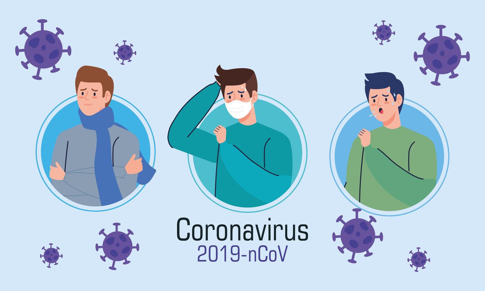 Männer mit Coronavirus-Symptomen Banner vektor