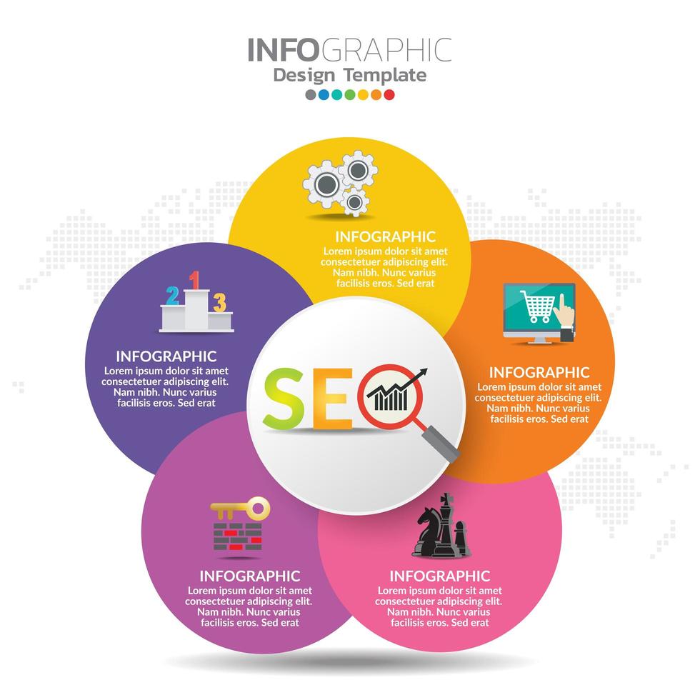 Infografik Konzept Illustration von SEO Infografiken mit Business Layout Vorlage. vektor