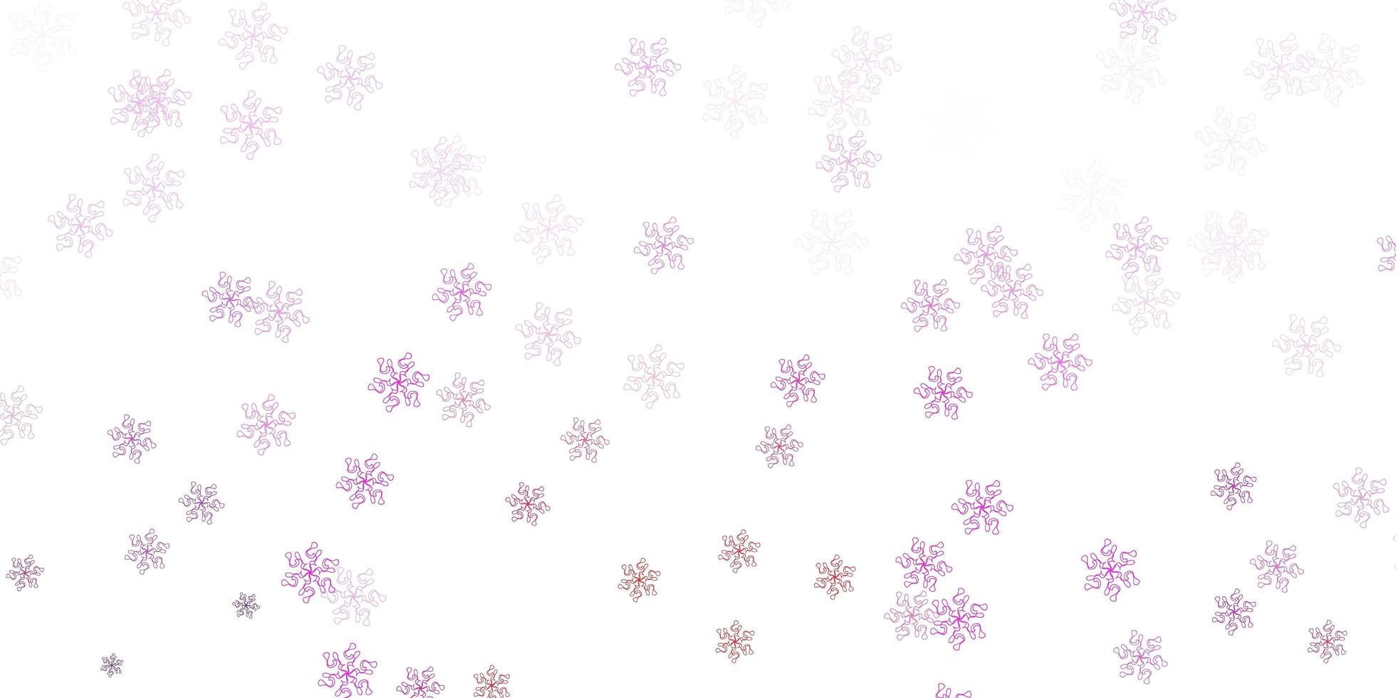 ljuslila, rosa vektor doodle mall med blommor.