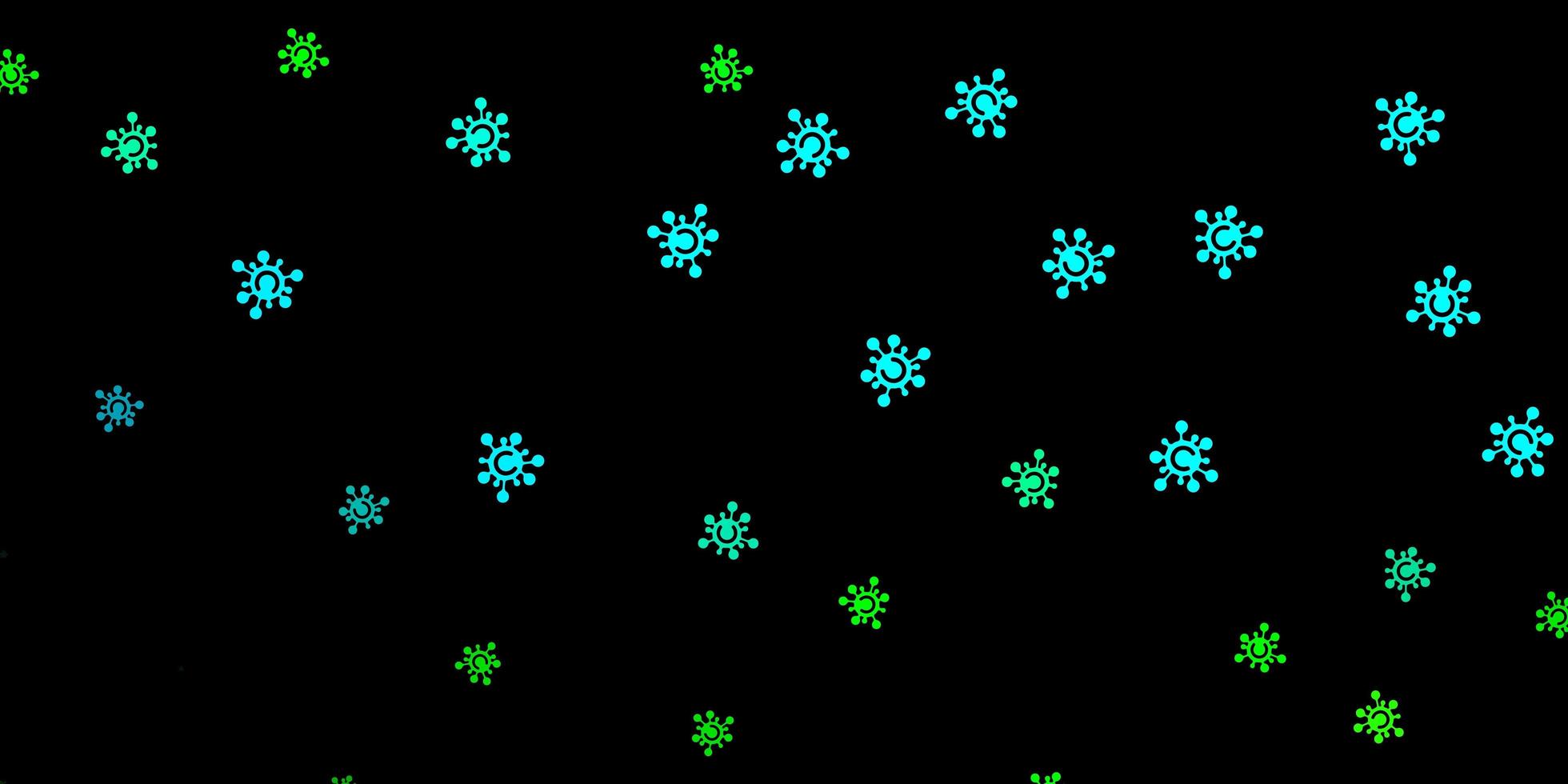 mörkblå, grönt vektormönster med coronaviruselement vektor