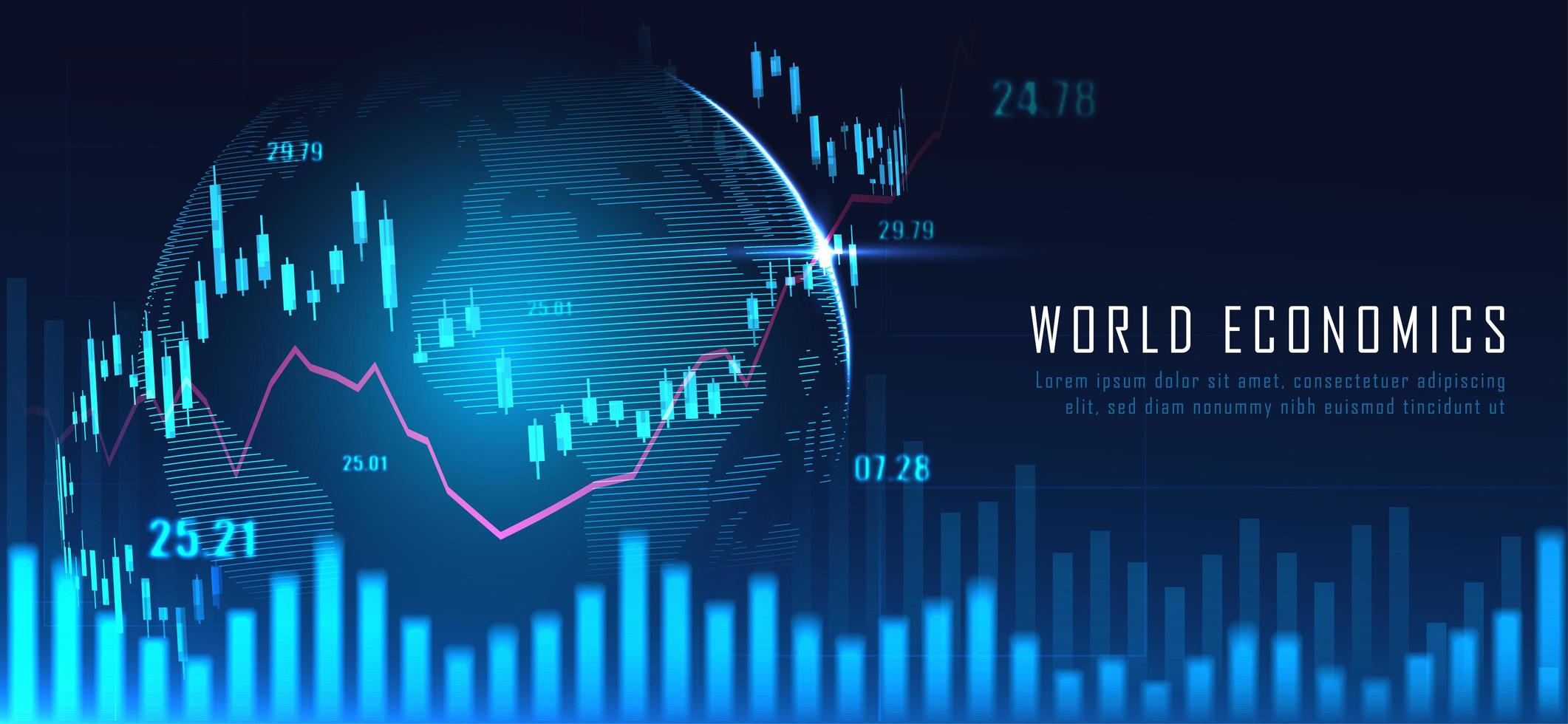 Finanzweltkarte mit Grafik vektor