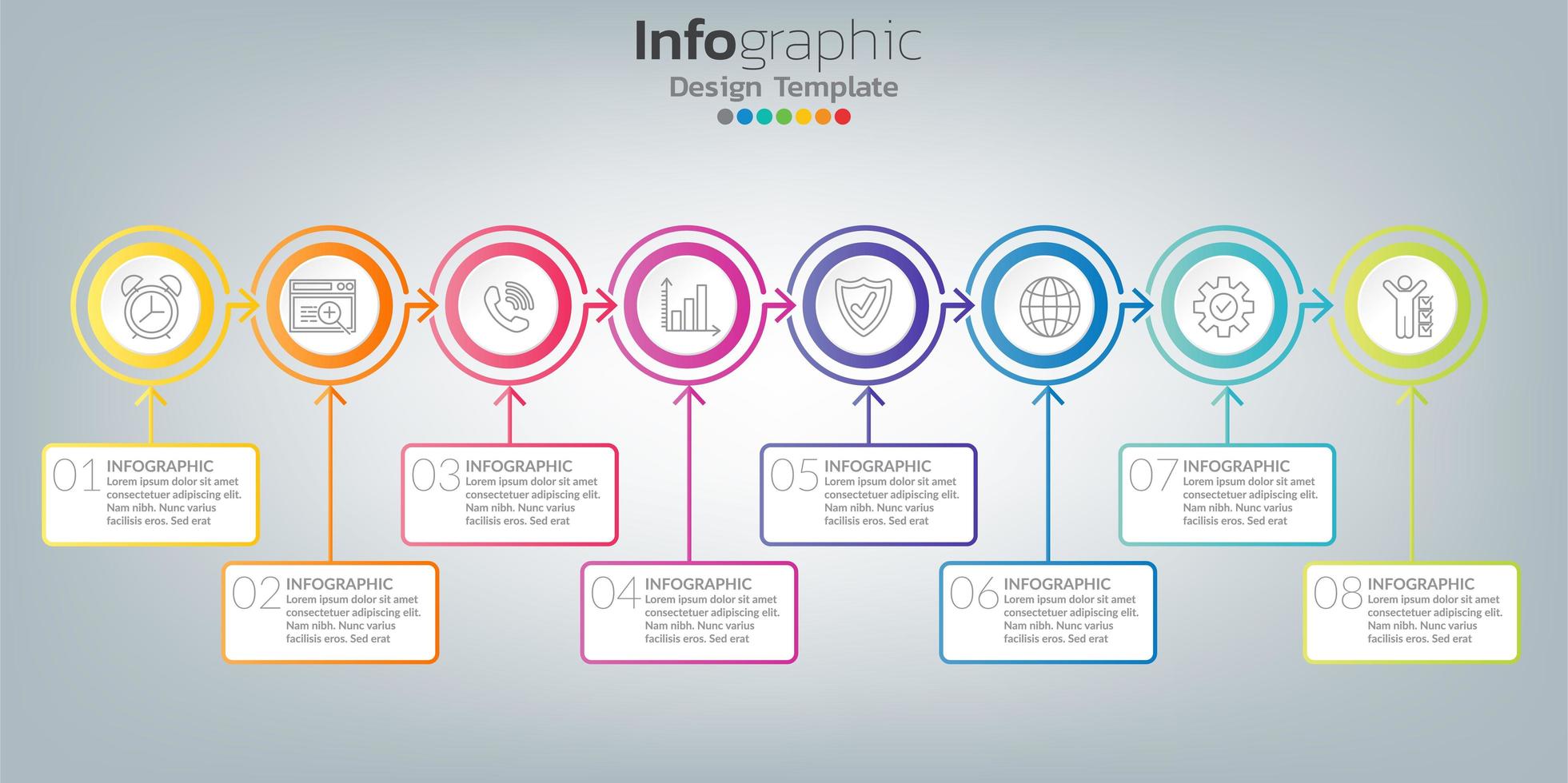 Infografik im Geschäftskonzept mit 8 Optionen, Schritten oder Prozessen. vektor