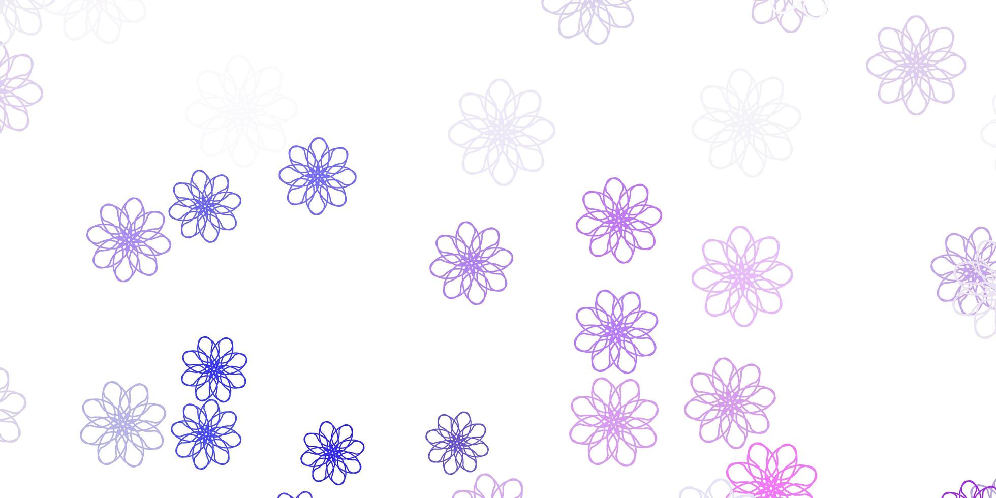 hellrosa, blaues Vektor-Gekritzelmuster mit Blumen. vektor