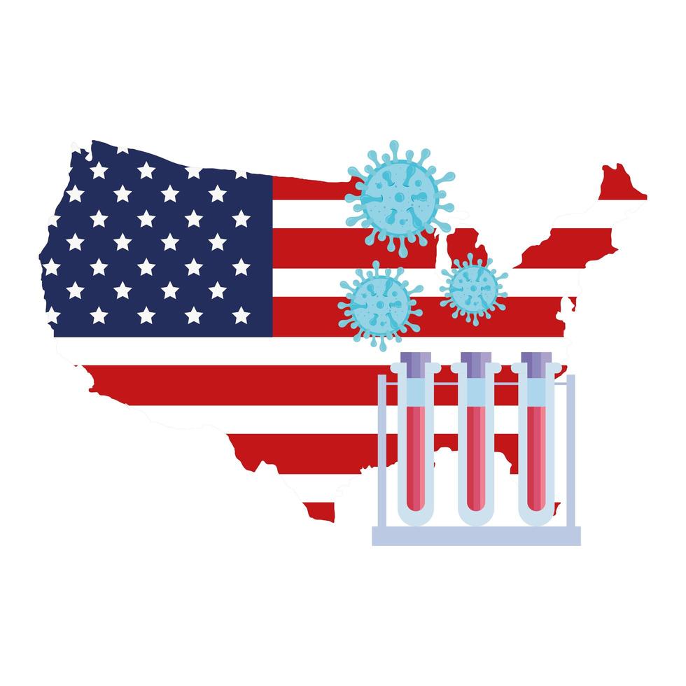 Karte der USA und Coronavirus-Präventionskampagne vektor