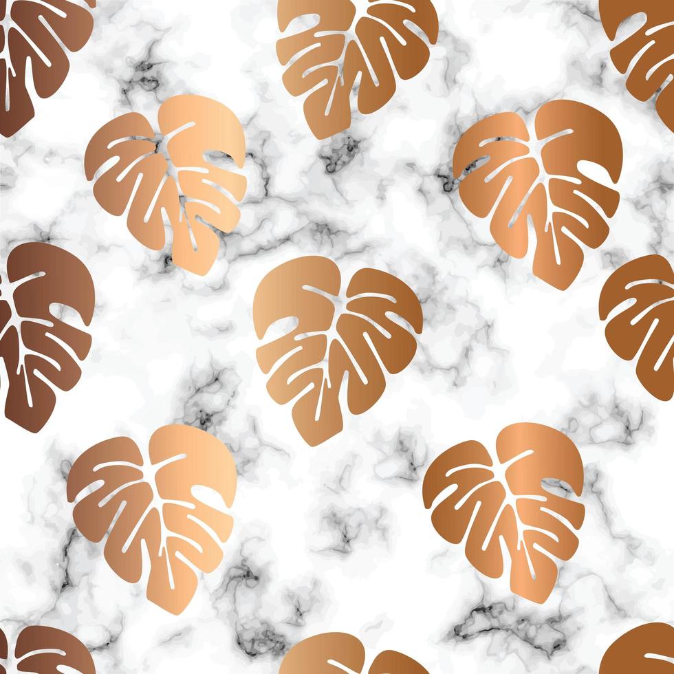 Vektor Marmor Textur Design nahtlose Muster Design mit goldenen Monstera Blättern, schwarz und weiß Marmorierung Oberfläche, modernen luxuriösen Hintergrund, Vektor-Illustration