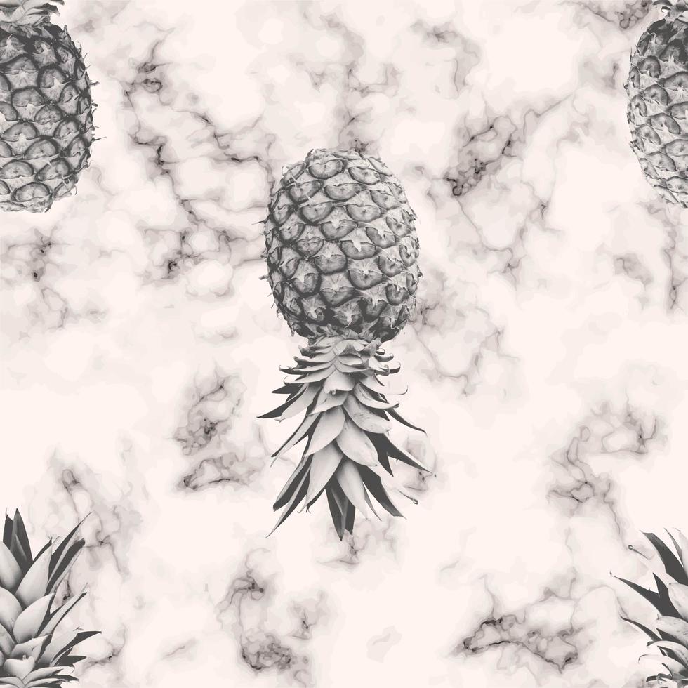 nahtloses Musterdesign der Vektormarmorbeschaffenheit mit Ananas, Schwarzweiss-Marmorierungsoberfläche, moderner luxuriöser Hintergrund, Vektorillustration vektor