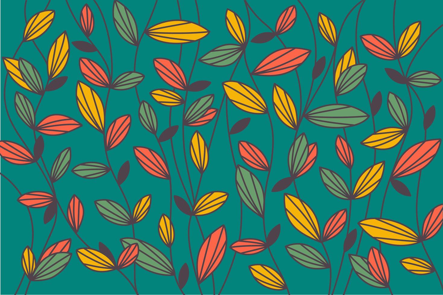 tapet illustration mönster abstrakt trädgrenar med färgglada löv vektor