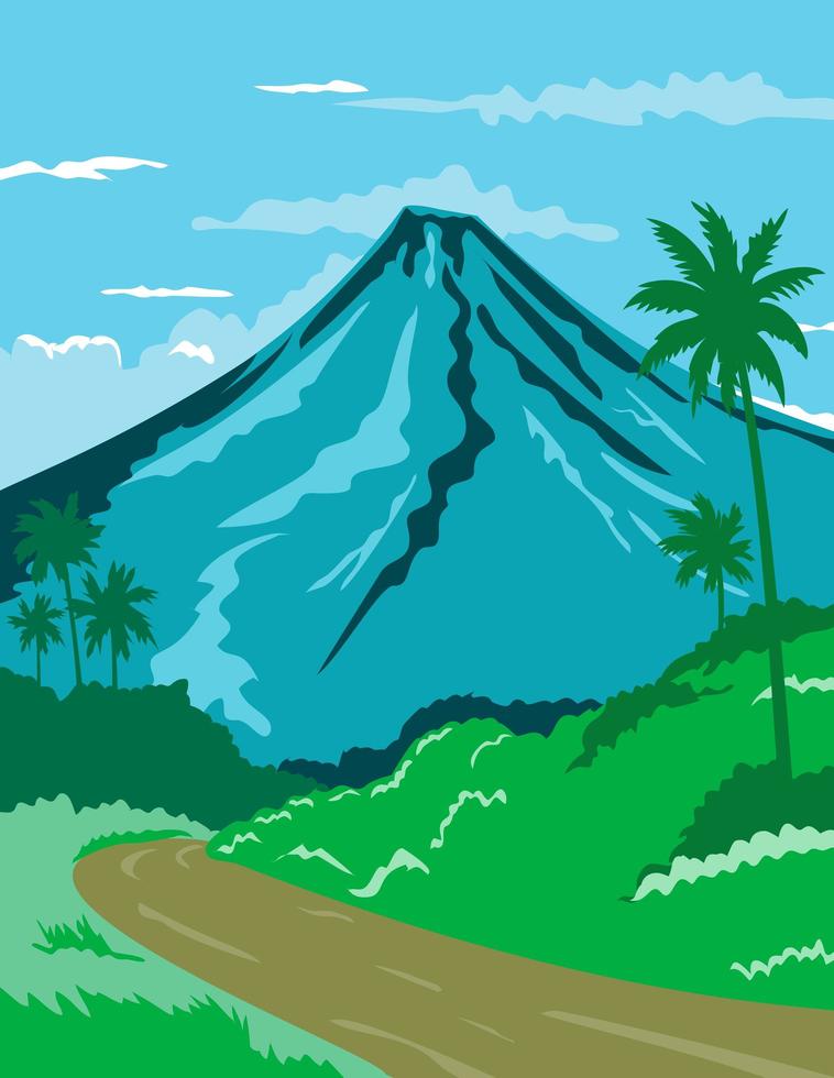 vulkan på Filippinerna affischkonst vektor