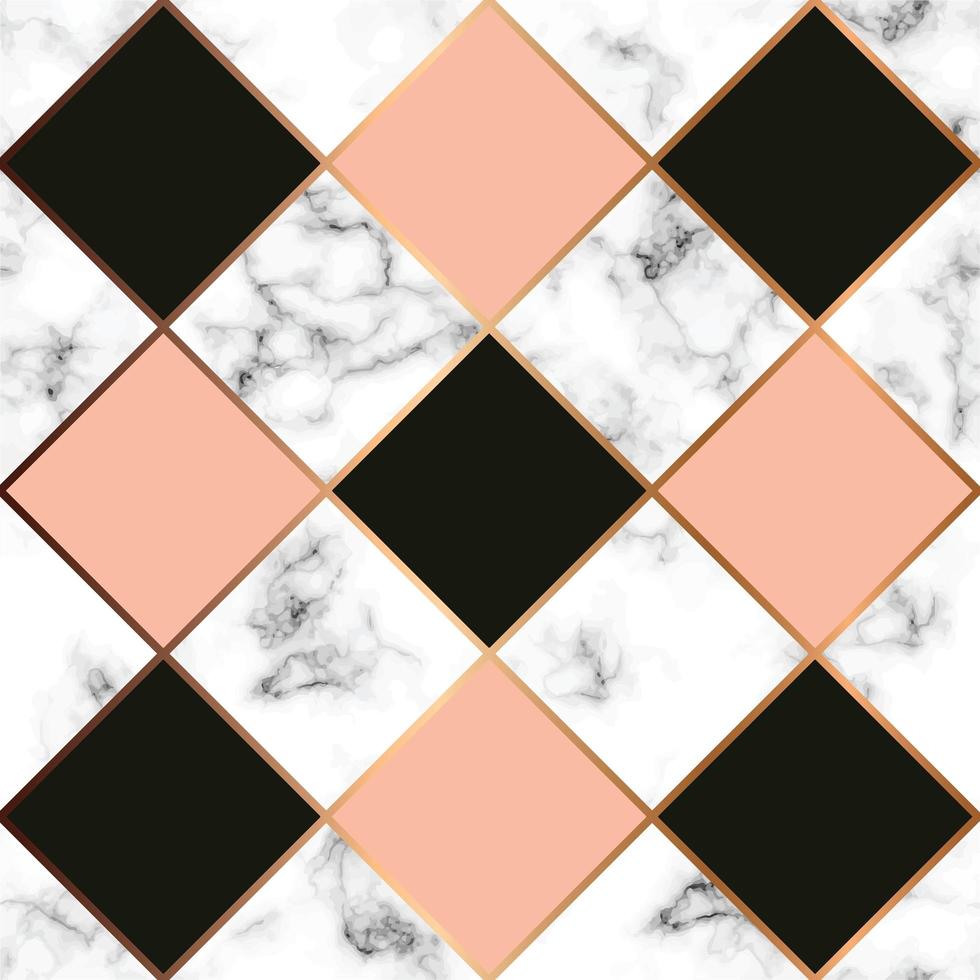 vektor marmor konsistens, sömlös mönster design med gyllene geometriska linjer, svart och vit marmor yta, modern lyxig bakgrund