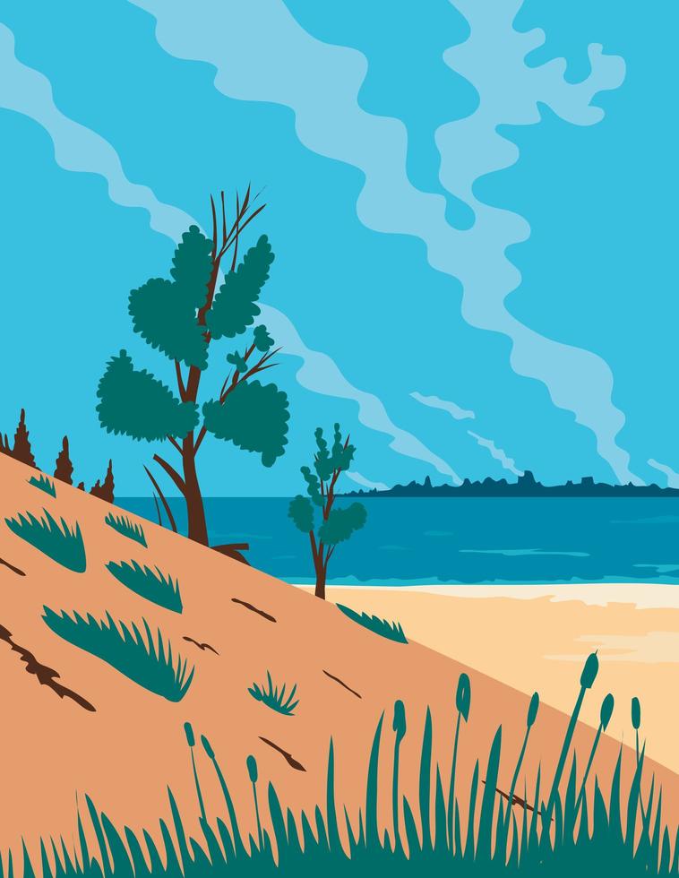 sanddyner i indiana färg affisch vektor