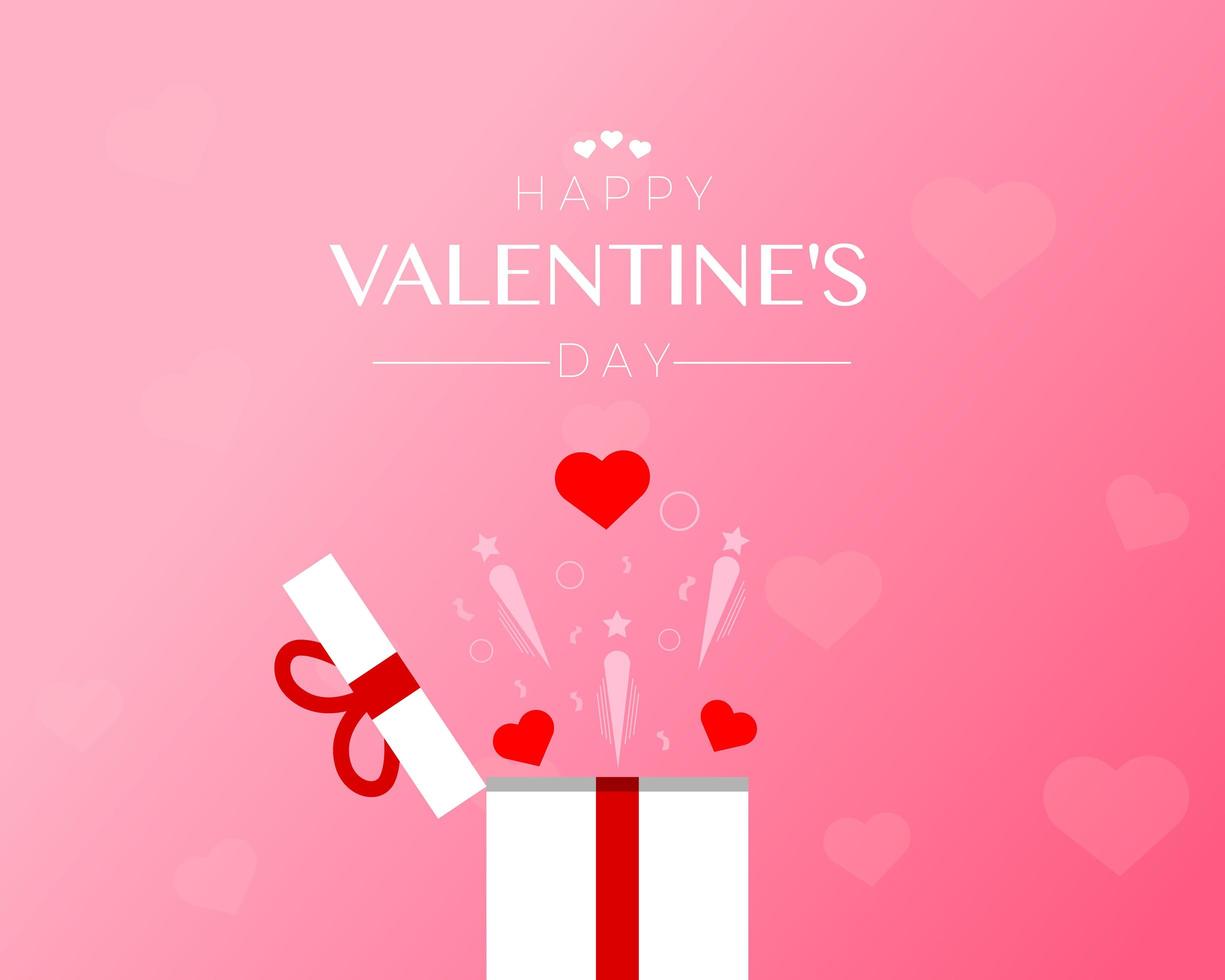 glücklicher Valentinstag mit Geschenkbox-Hintergrundvektor vektor