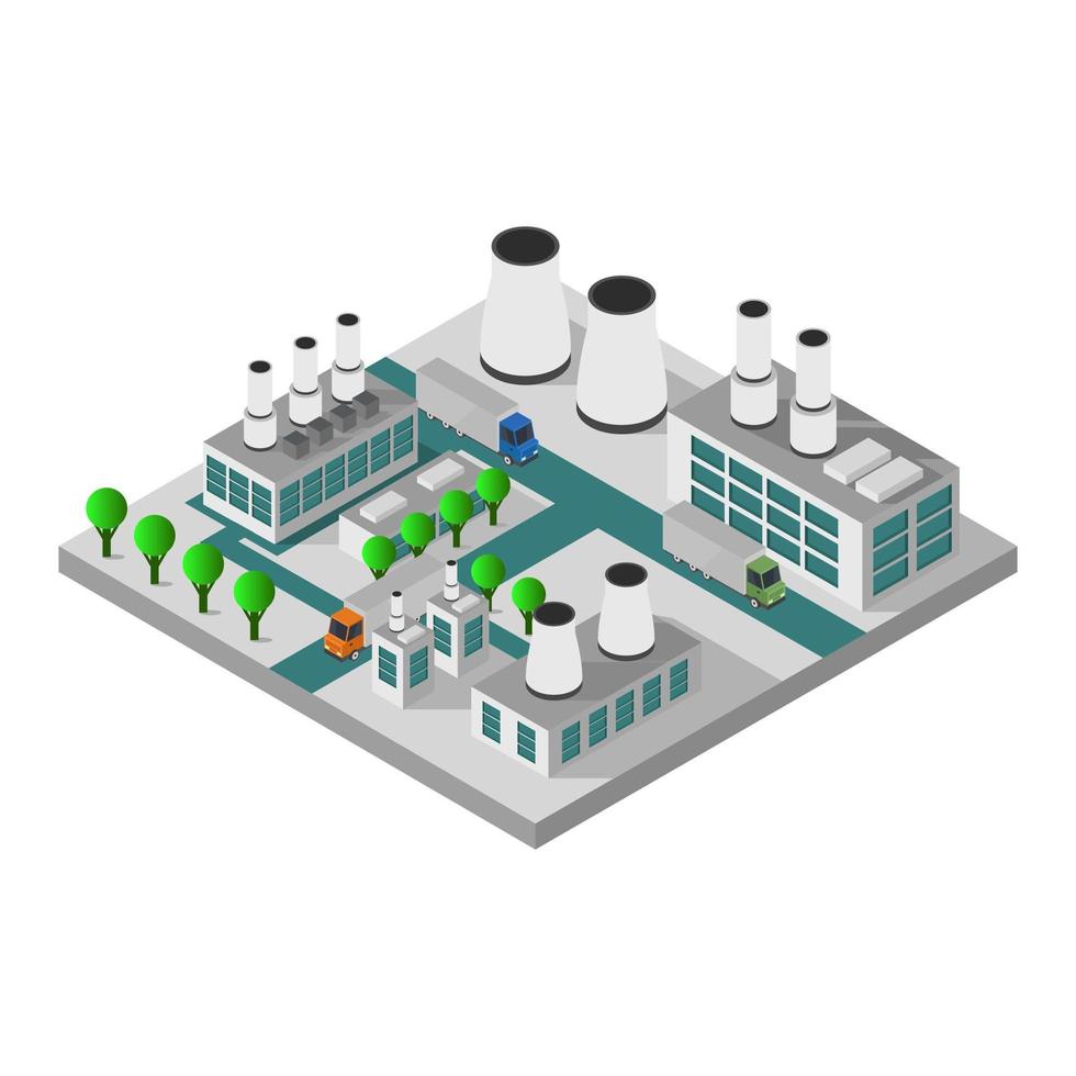 isometrische Industrie auf weißem Hintergrund vektor