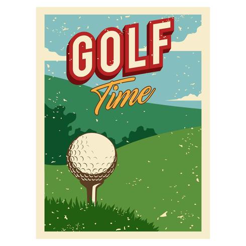 Weinlese-Golf-Plakat-Illustrations-Vektor vektor