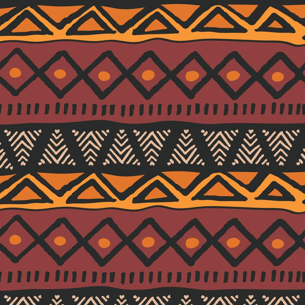 ethnisches buntes böhmisches Stammesmuster mit geometrischen Elementen, afrikanisches Schlammtuch vektor