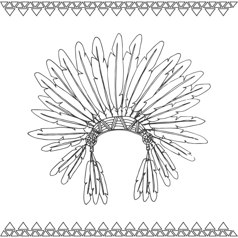 handgezeichneter indianischer Chefkopfschmuck der amerikanischen Ureinwohner vektor