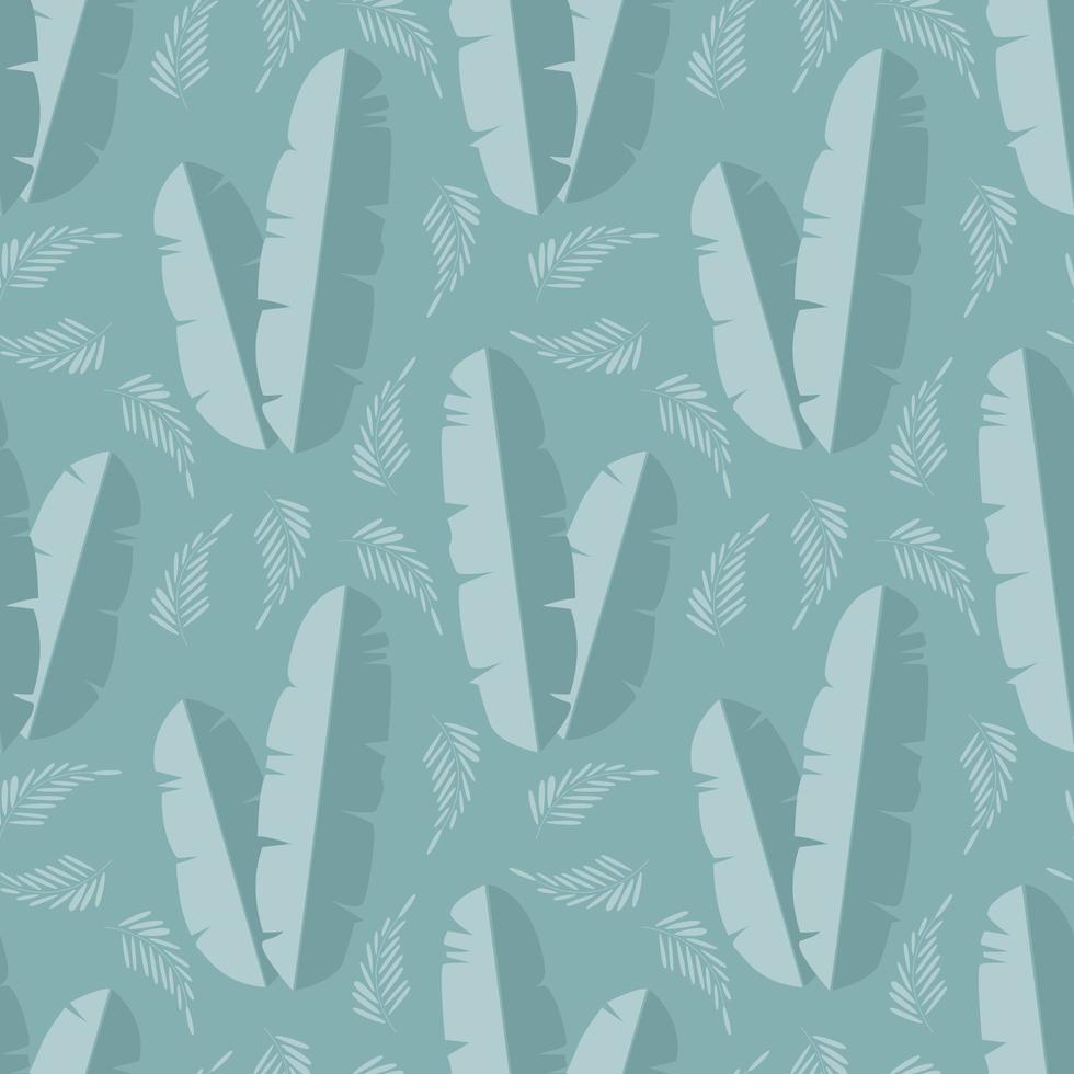 sömlösa mönster med djungel palmblad på blå bakgrund vektor