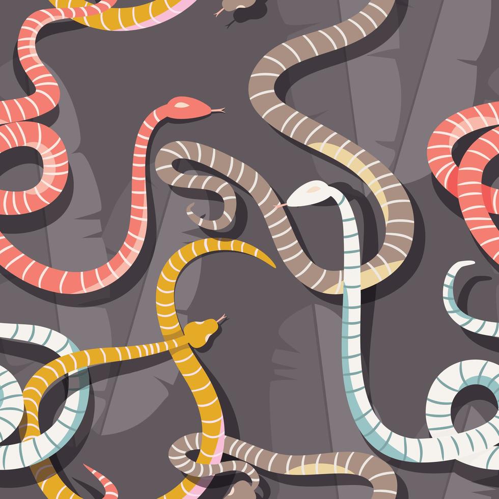 sömlösa mönster med färgglada ormar vektor