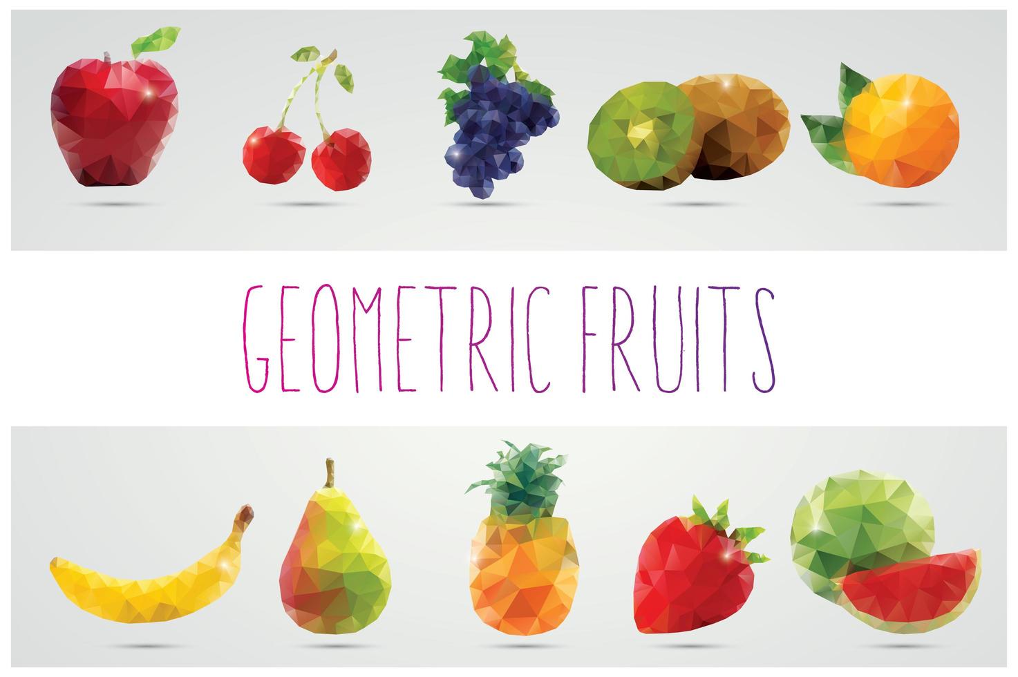 Sammlung geometrischer polygonaler Früchte vektor