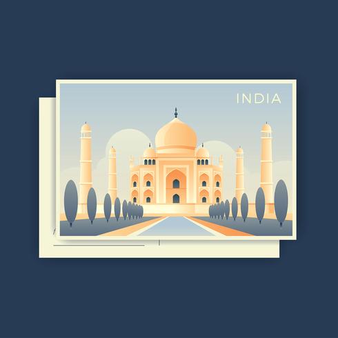 Taj Mahal Indien Postkarte Vektor