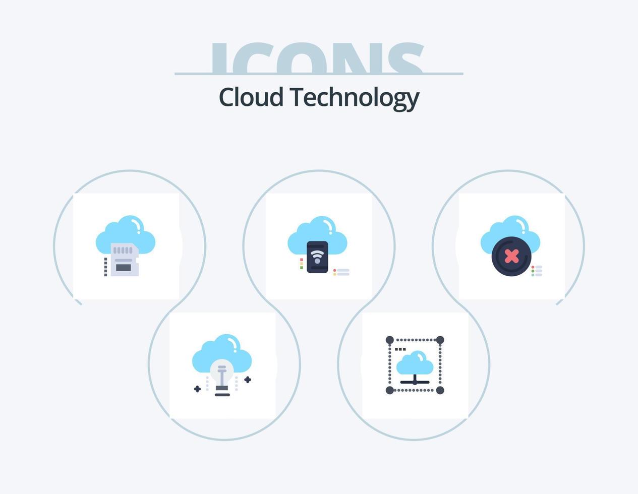 Cloud-Technologie flach Icon Pack 5 Icon-Design. Wolke. W-lan. sicher. Archiv. Daten vektor