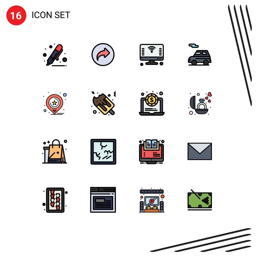 uppsättning av 16 modern ui ikoner symboler tecken för fordon bil ui bil saker redigerbar kreativ vektor design element