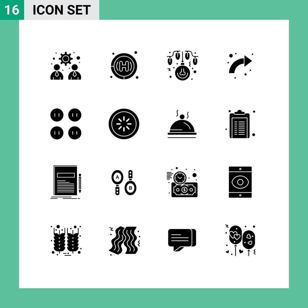 Stock Vector Icon Pack mit 16 Zeilenzeichen und Symbolen für Kleidung bis Weihnachten Rechtspfeile editierbare Vektordesign-Elemente
