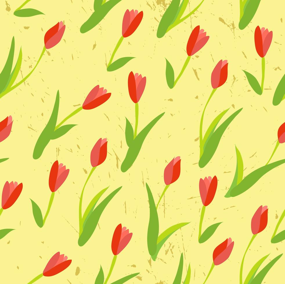nahtloser Hintergrund mit farbigen Tulpen. vektor