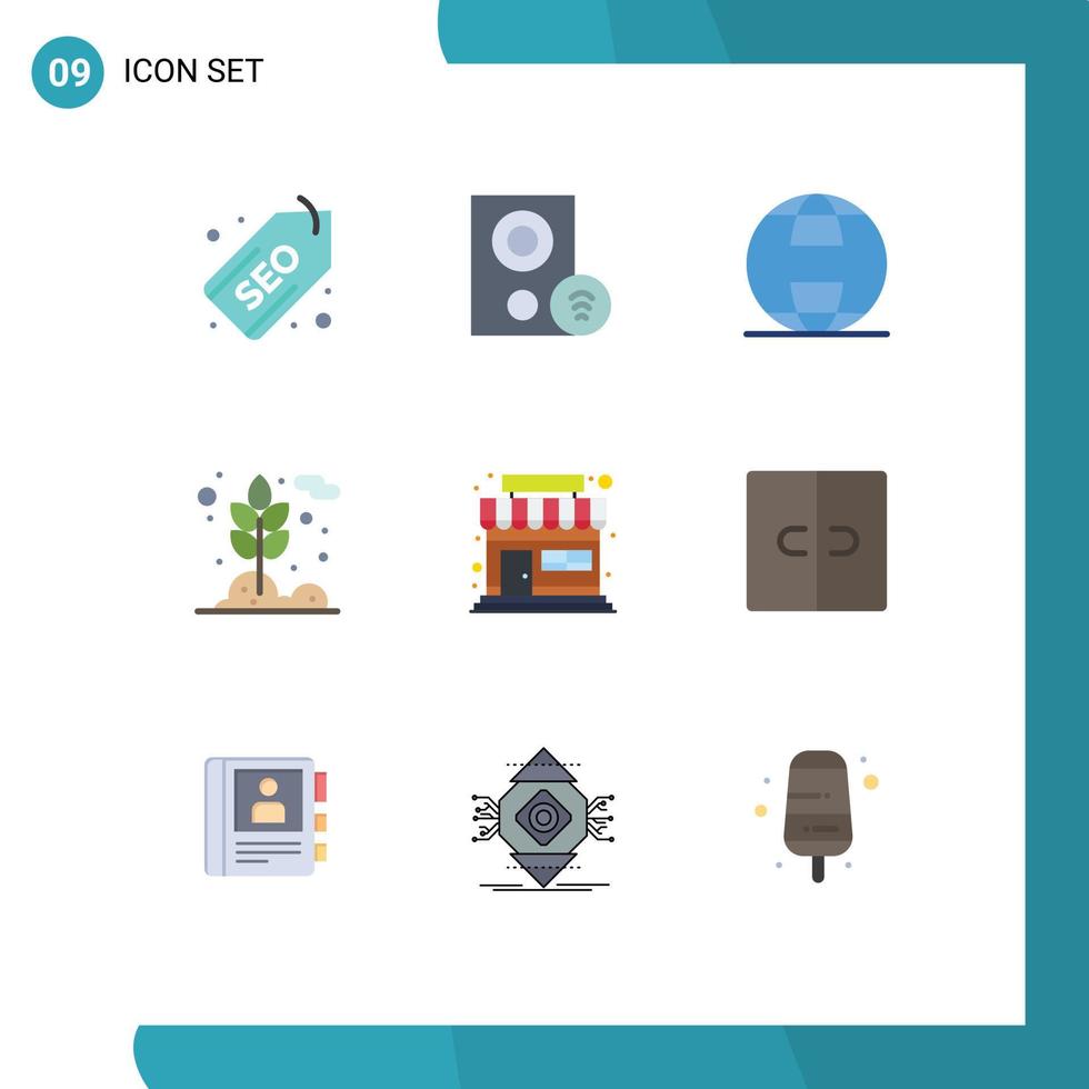 grupp av 9 modern platt färger uppsättning för marknadsföra växt signal spannmål värld redigerbar vektor design element
