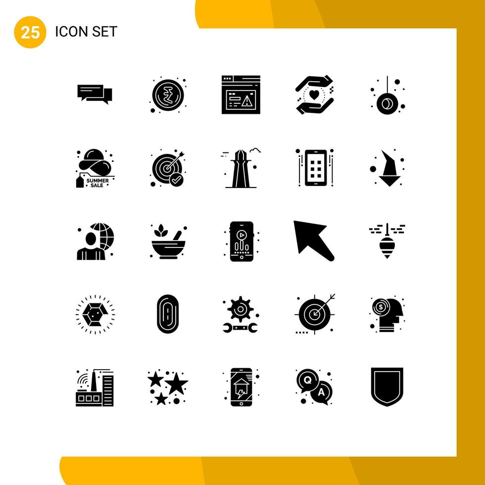 satz von 25 modernen ui-symbolen symbole zeichen für liebe geschäft geld alarm web editierbare vektordesignelemente vektor