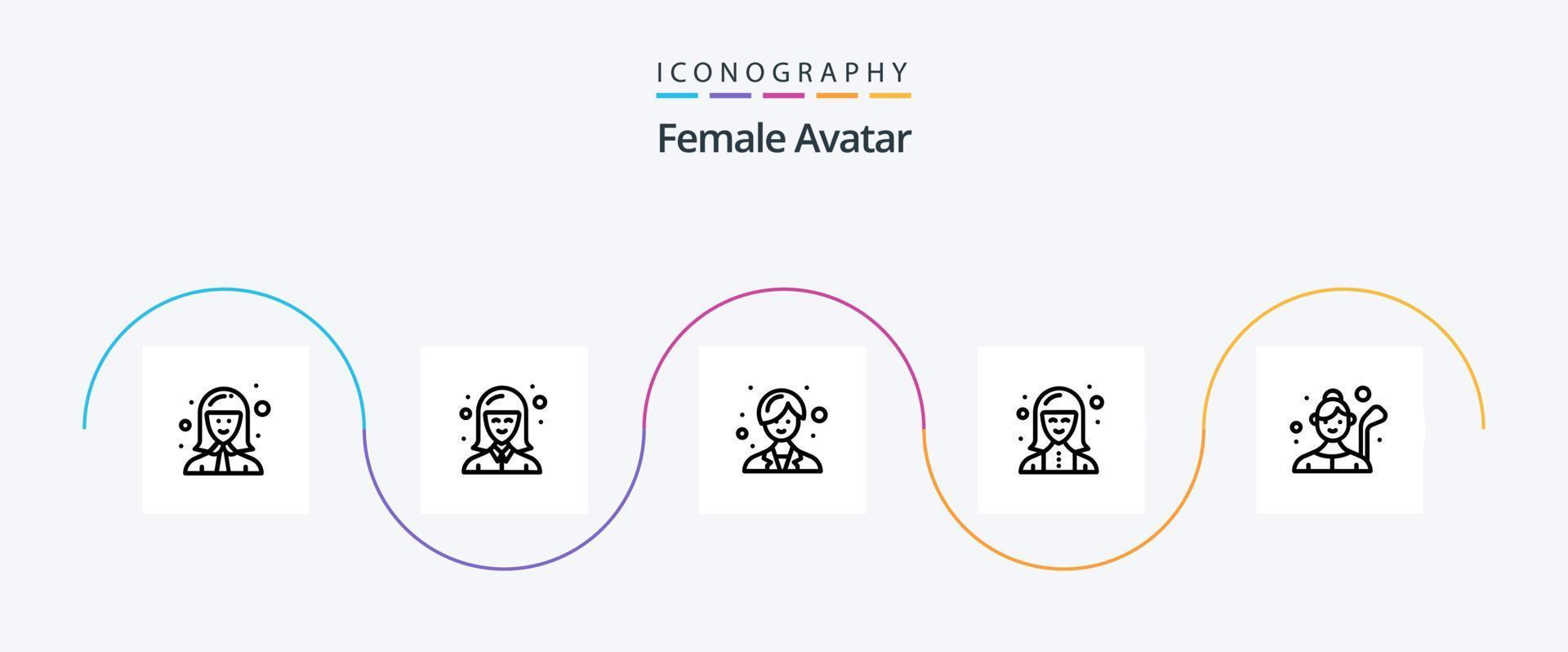 kvinna avatar linje 5 ikon packa Inklusive kvinna golf. tekniker. kvinna. specialist. digital vektor