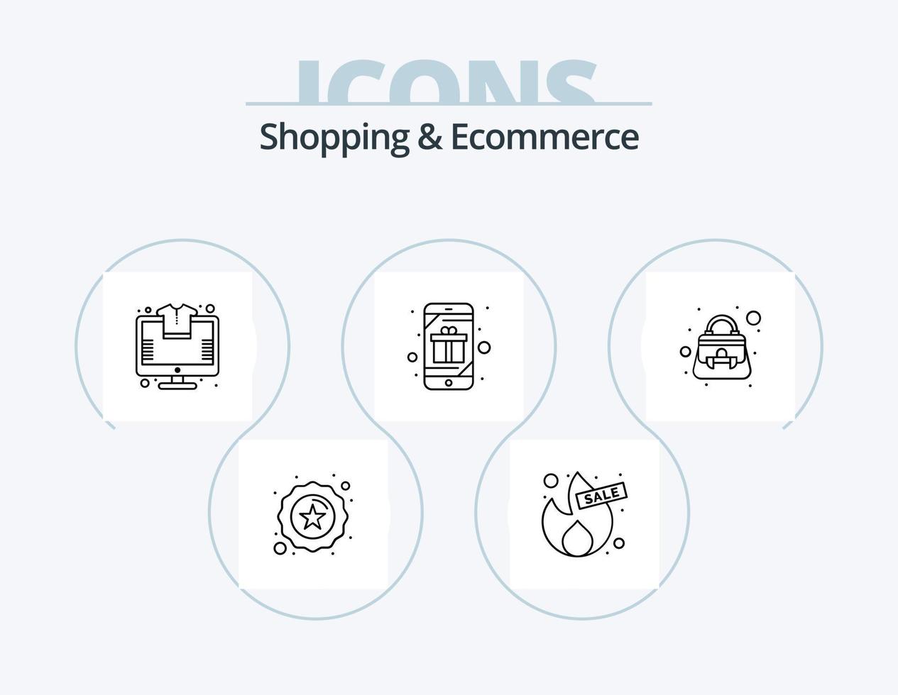 Shopping- und E-Commerce-Line-Icon-Pack 5 Icon-Design. . Kasten. Einkaufen. Einkaufen. Tasche vektor