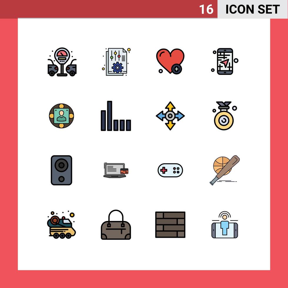 uppsättning av 16 modern ui ikoner symboler tecken för företag resa medicinsk riktning app redigerbar kreativ vektor design element