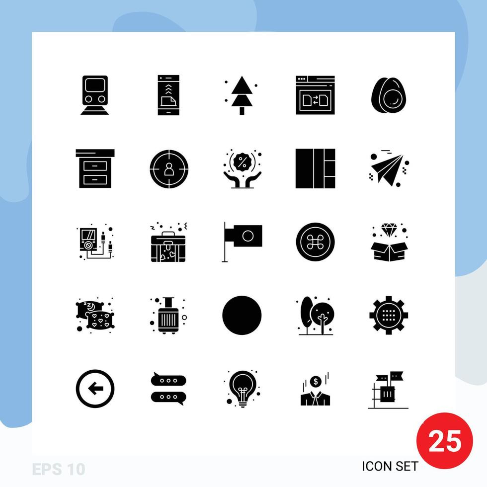 25 thematische Vektor-Solid-Glyphen und bearbeitbare Symbole der Datei sichere Dateiseite Fichte editierbare Vektordesign-Elemente vektor
