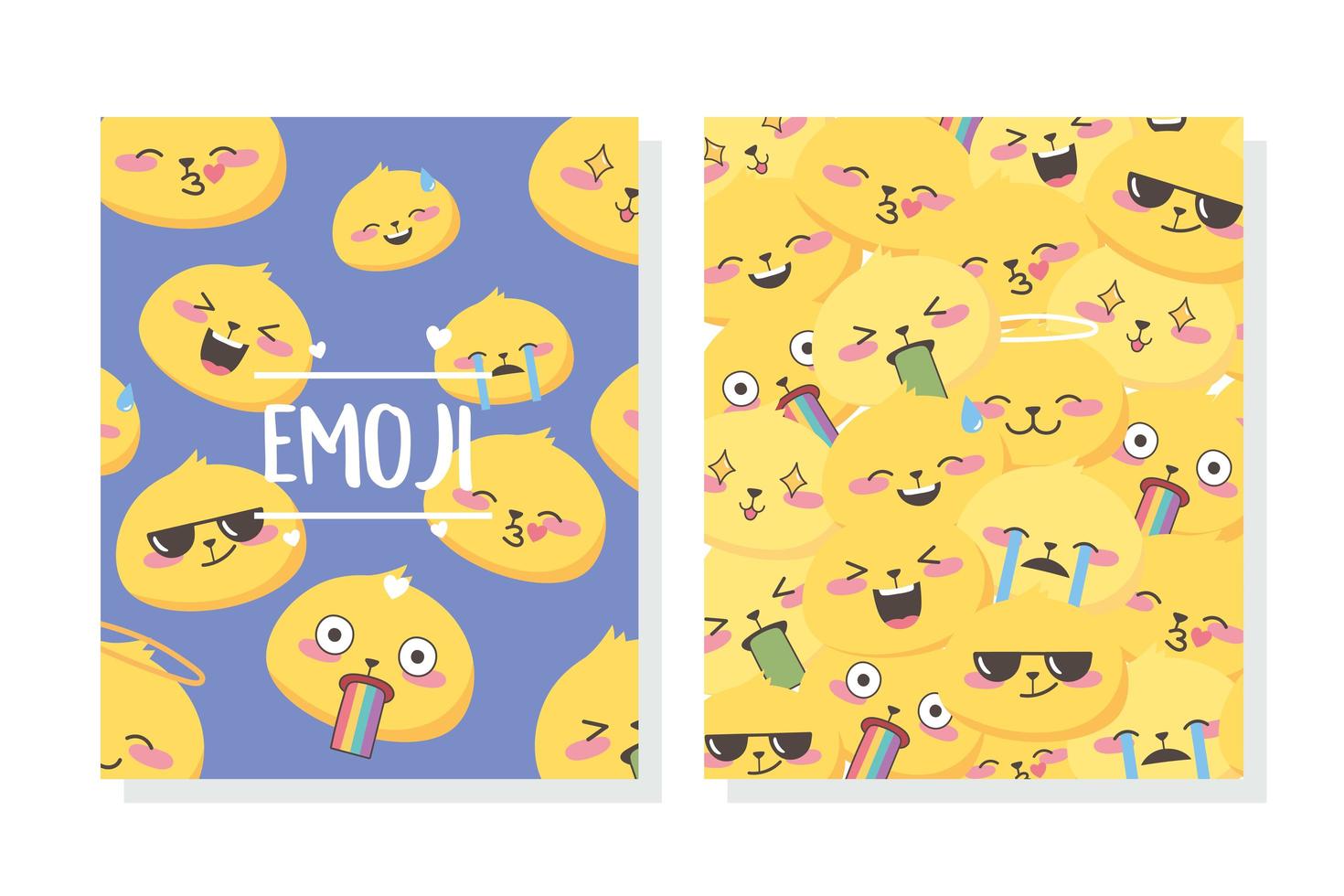 Social Media Emoji Ausdrücke Gesichter Cartoon Sammlung Banner Design vektor