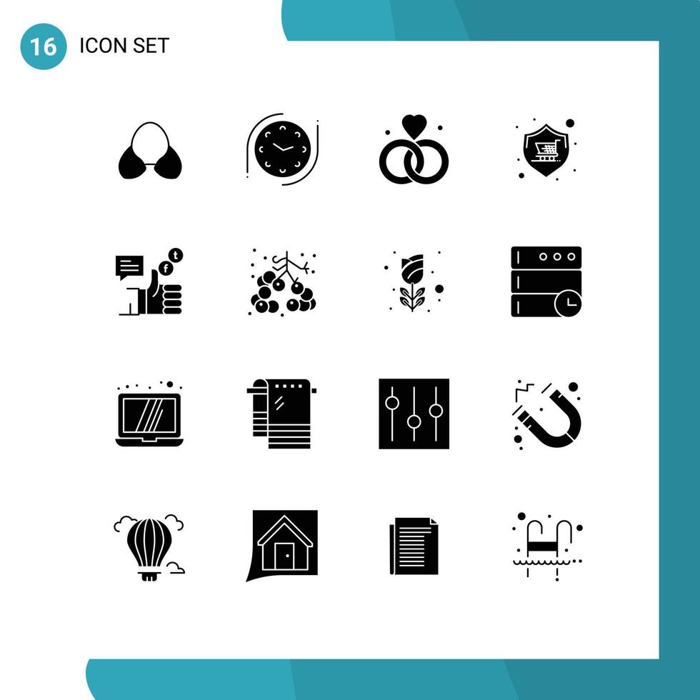 16 universell fast glyf tecken symboler av kampanj Lagra kärlek handla köpa redigerbar vektor design element