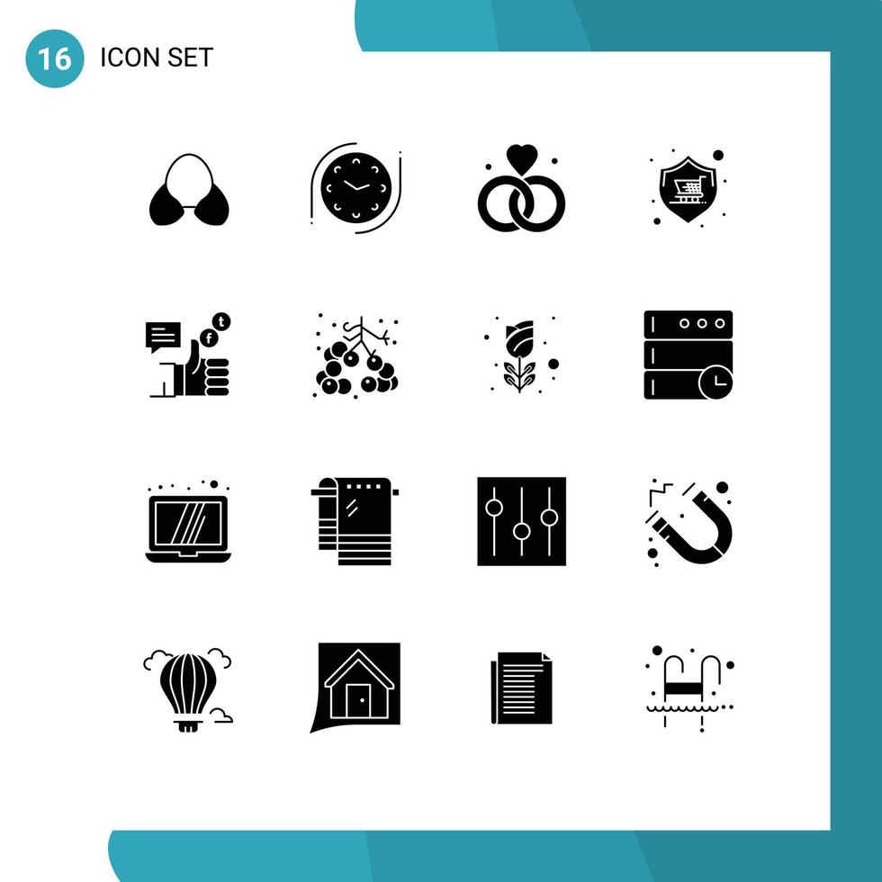 16 universelle solide Glyph-Zeichen Symbole des Kampagnenladens lieben Einkaufen kaufen editierbare Vektordesign-Elemente vektor