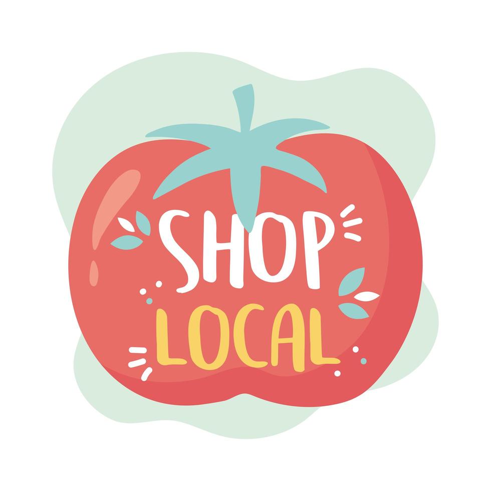 Unterstützen Sie das lokale Geschäft, kaufen Sie kleine Markternte-Tomaten vektor