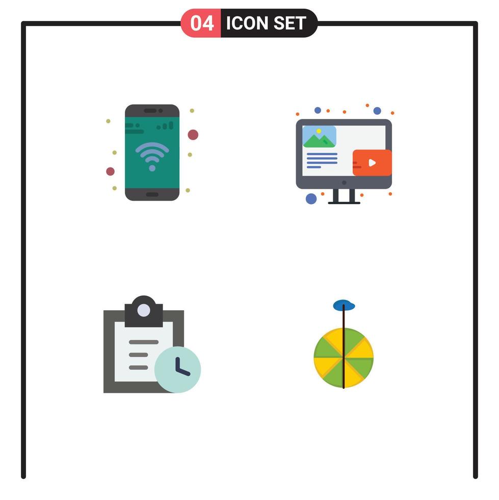 packa av 4 kreativ platt ikoner av app uppgifter wiFi innehåll hjul redigerbar vektor design element