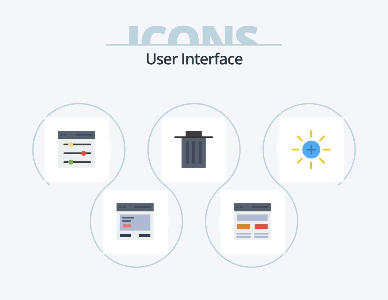 Benutzeroberfläche flach Icon Pack 5 Icon Design. Müll. löschen. Schnittstelle. die Einstellungen vektor