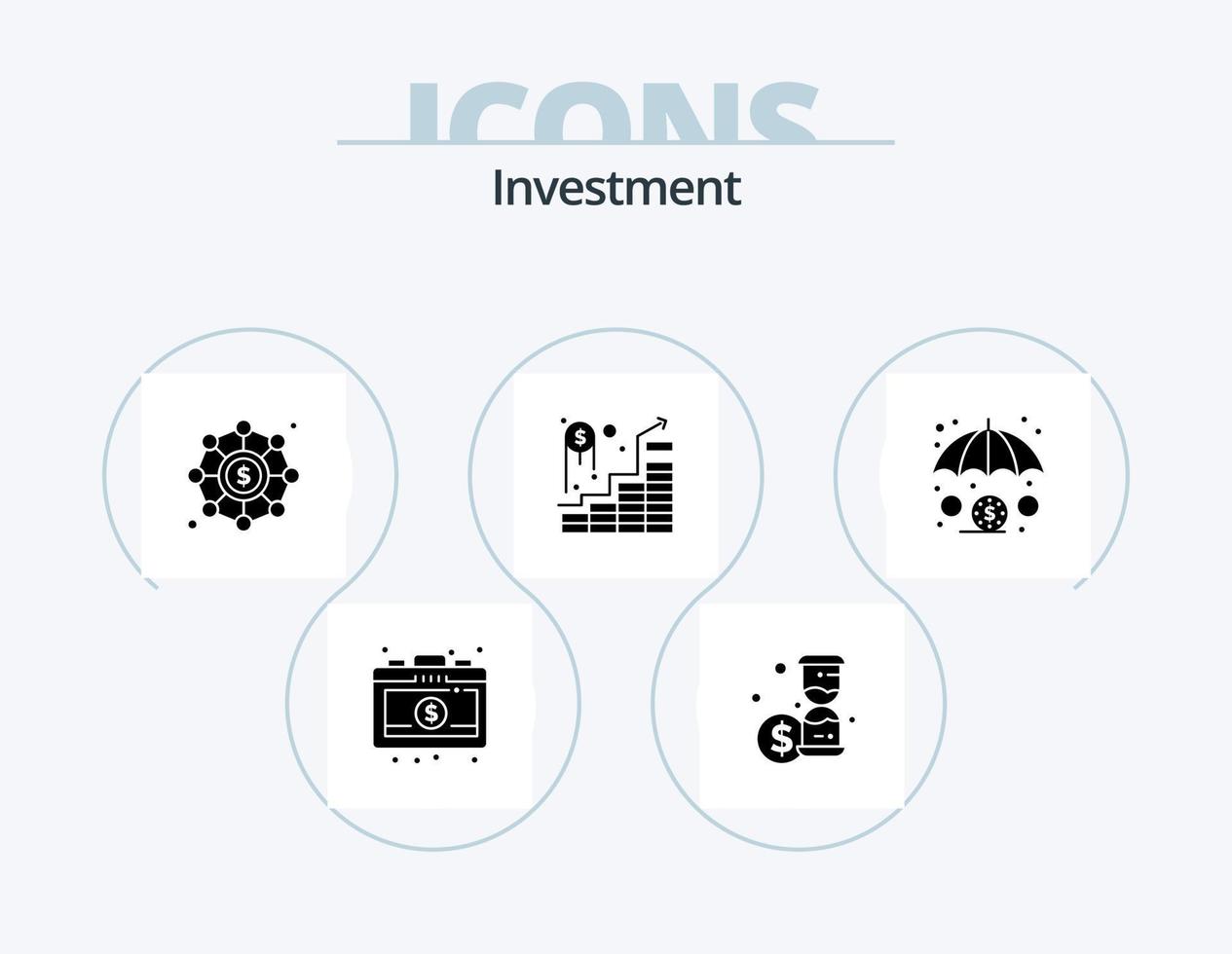 Investment-Glyphen-Icon-Pack 5 Icon-Design. . Versicherung. Investition. Finanzen. erfolgreich vektor