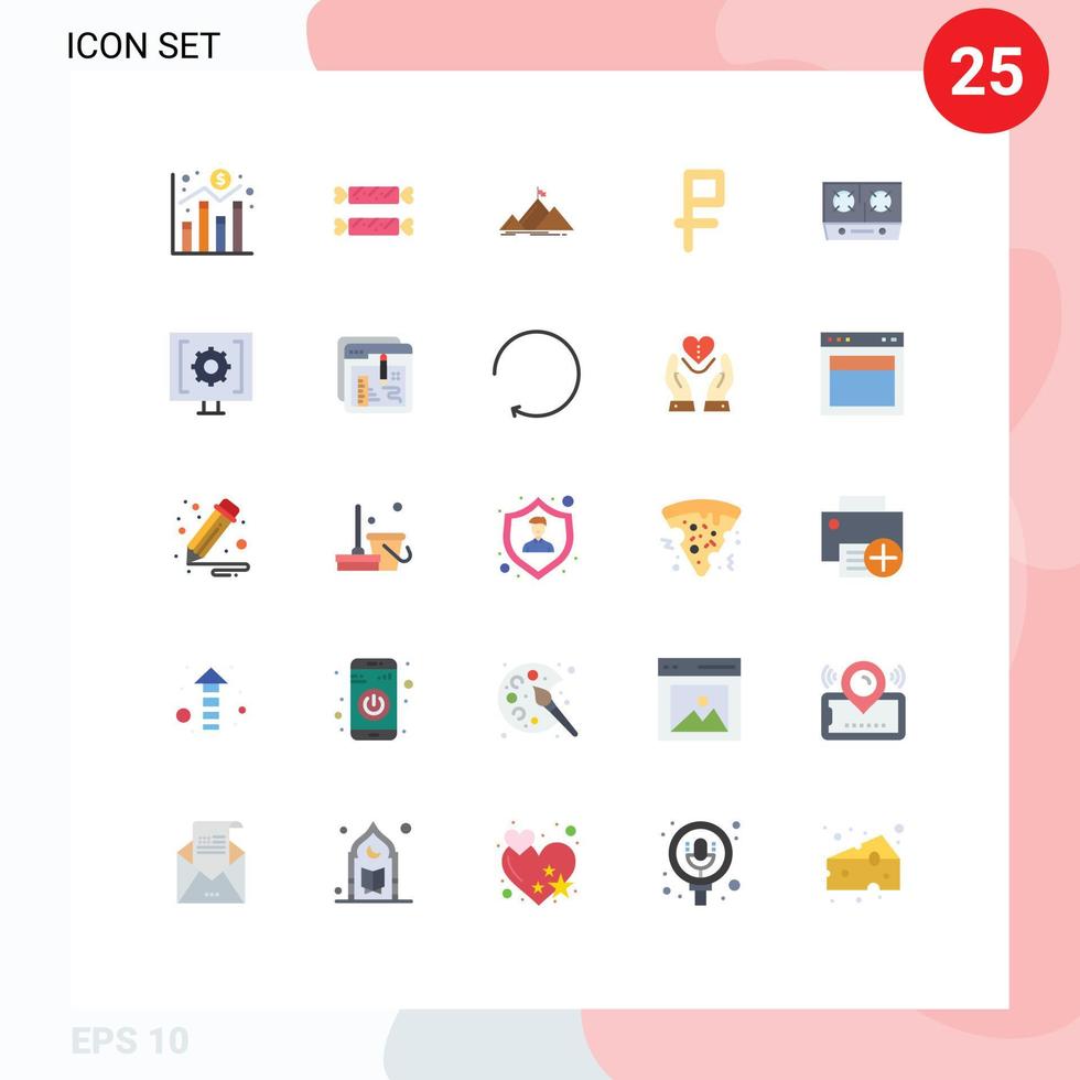 gruppe von 25 modernen flachen farben für küchenherd erfolg schutt währung editierbare vektordesignelemente vektor