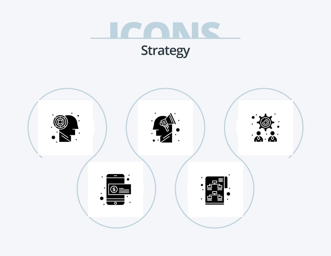 Strategie-Glyphen-Icon-Pack 5 Icon-Design. Strategie. Labyrinth. Brainstorming. planen vektor