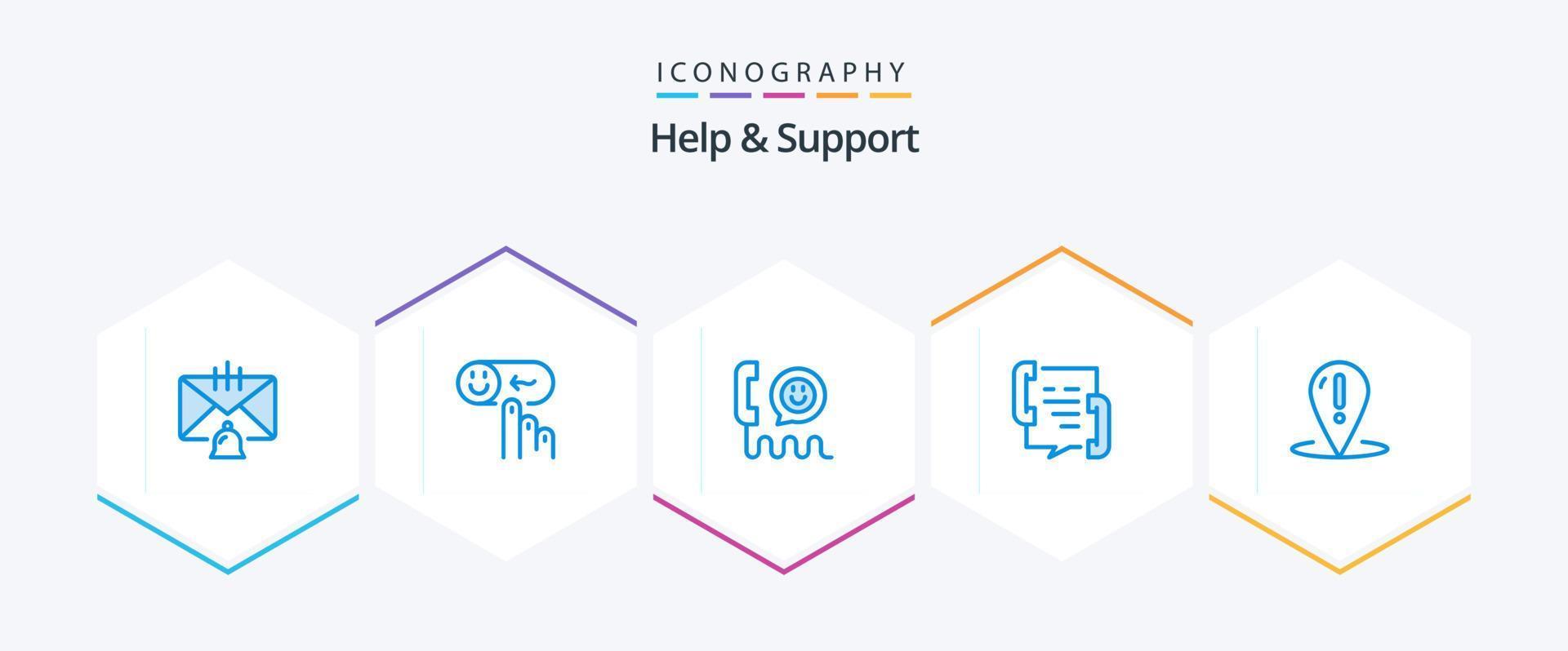 hjälp och Stöd 25 blå ikon packa Inklusive plats. hjälp. betyg. telefon. Kontakt vektor
