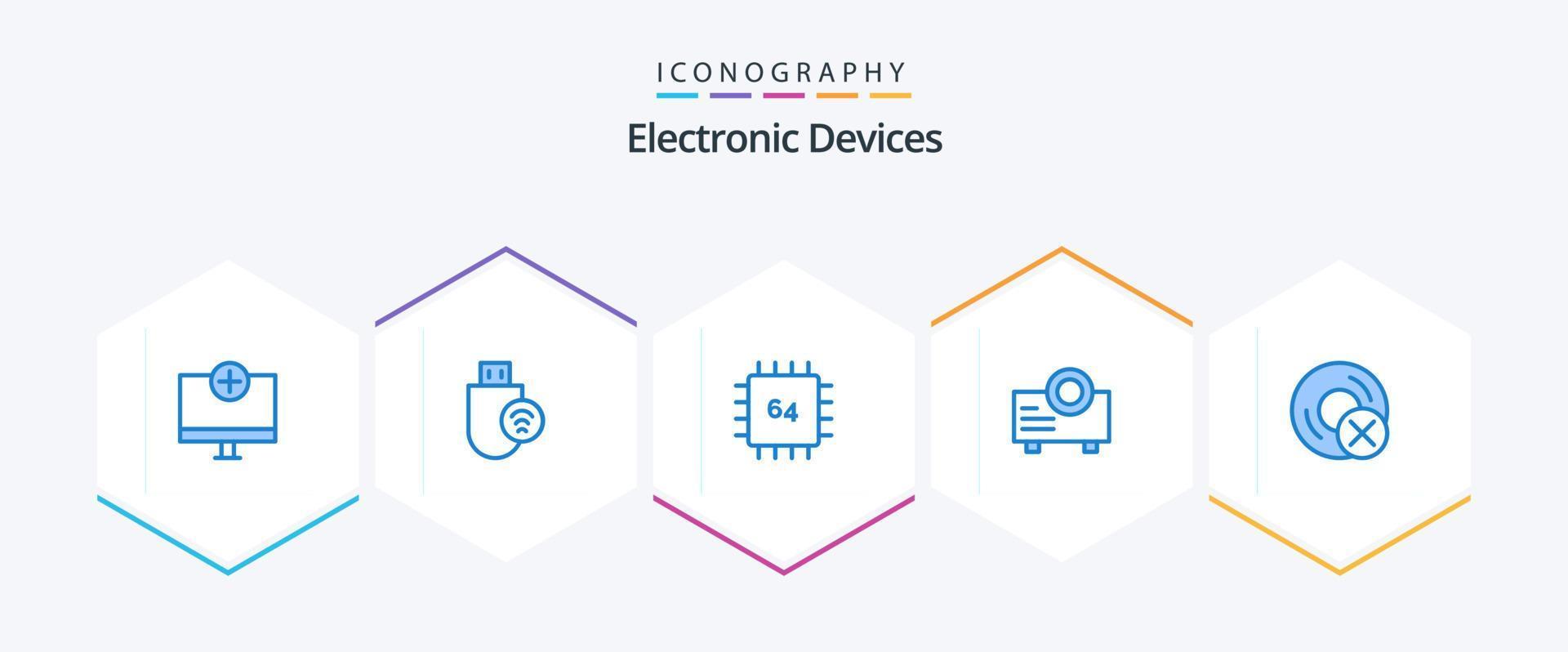 Geräte 25 Blue Icon Pack inklusive Projektor. Gerät. Signal. Hardware. Geräte vektor