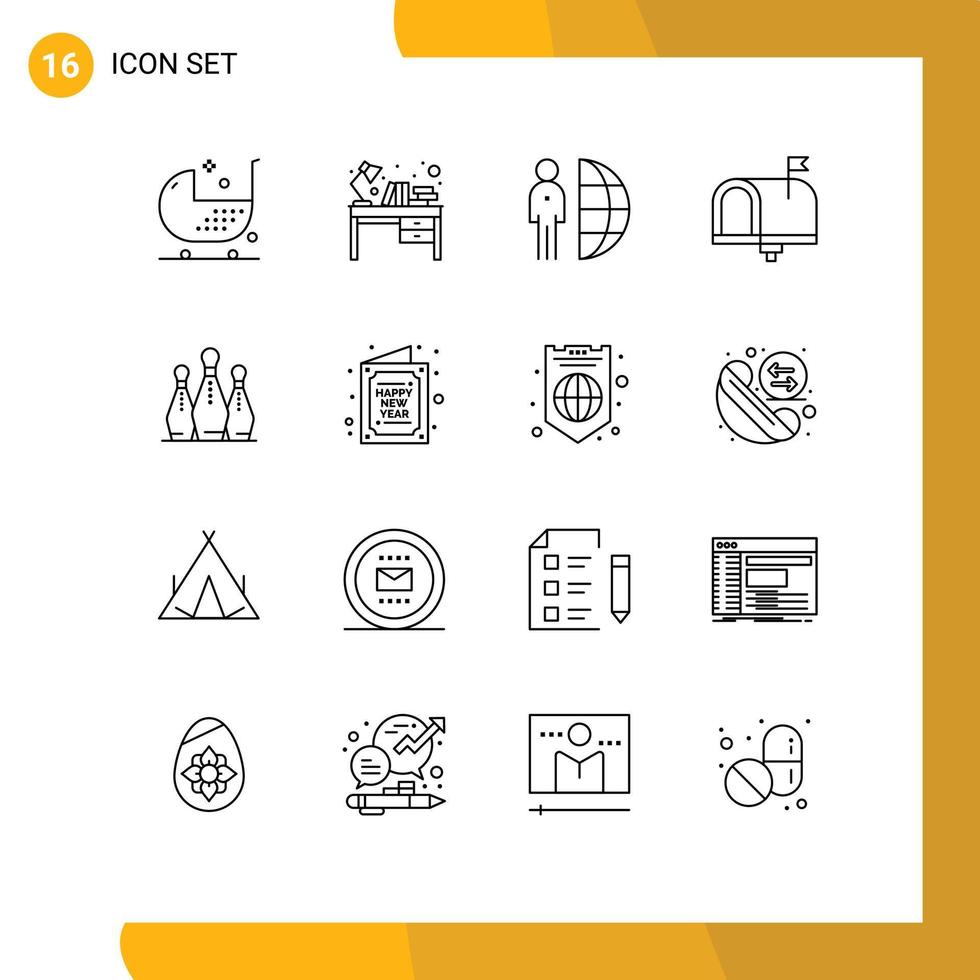 modern uppsättning av 16 konturer pictograph av Kontakt oss kommunikation tabell personal outsourca redigerbar vektor design element