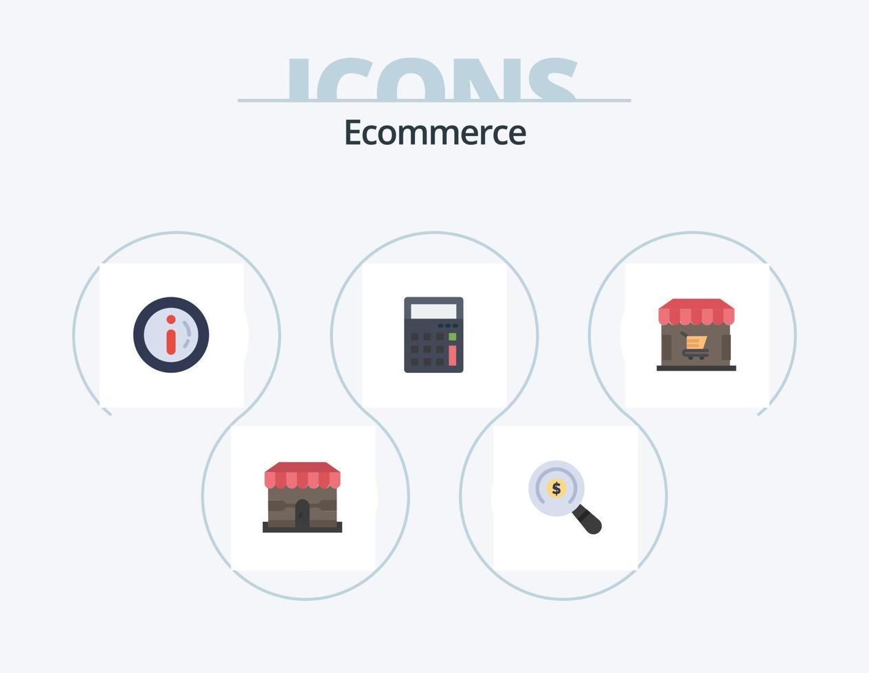 E-Commerce-Flachbild-Icon-Pack 5 Icon-Design. . Einkaufen. E-Commerce. Suche. E-Commerce vektor