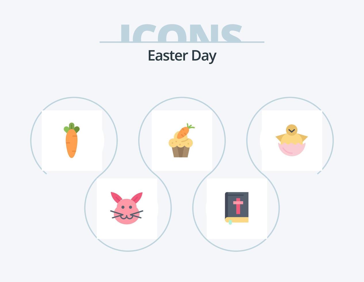 Ostern Flat Icon Pack 5 Icon Design. Ei. Ostern. Karotte. Lebensmittel. Kuchen vektor