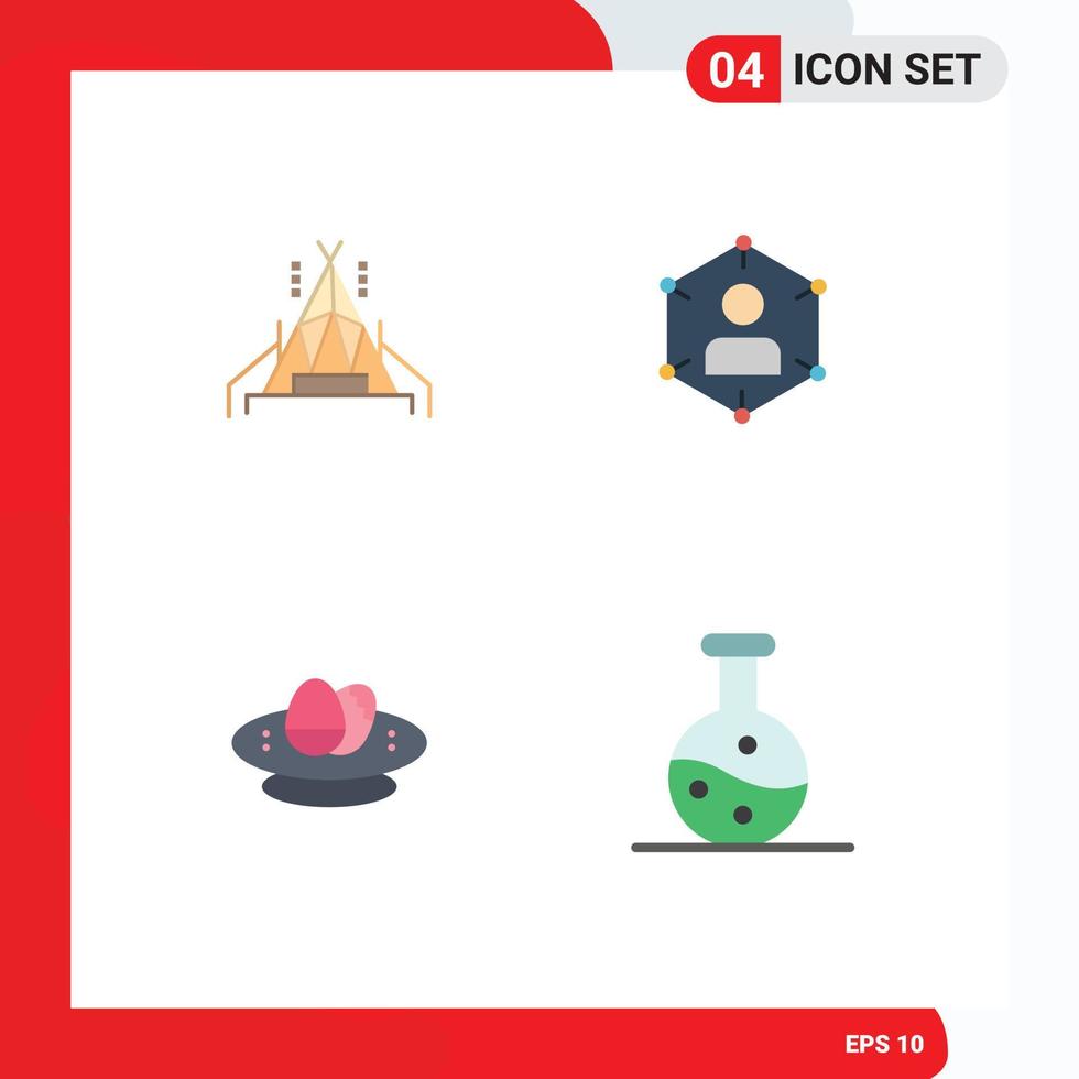 platt ikon packa av 4 universell symboler av läger användare förbindelse människor firande redigerbar vektor design element