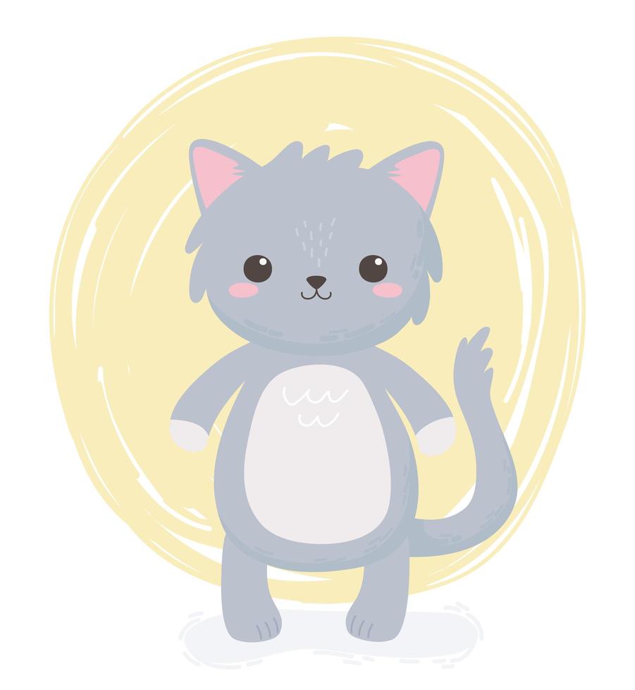 niedliche graue Katze Tier stehend Cartoon Hintergrund Design vektor