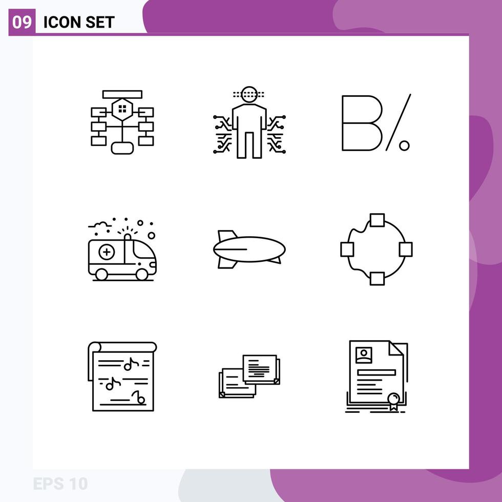 översikt packa av 9 universell symboler av medicinsk vård mänsklig ambulans panama redigerbar vektor design element